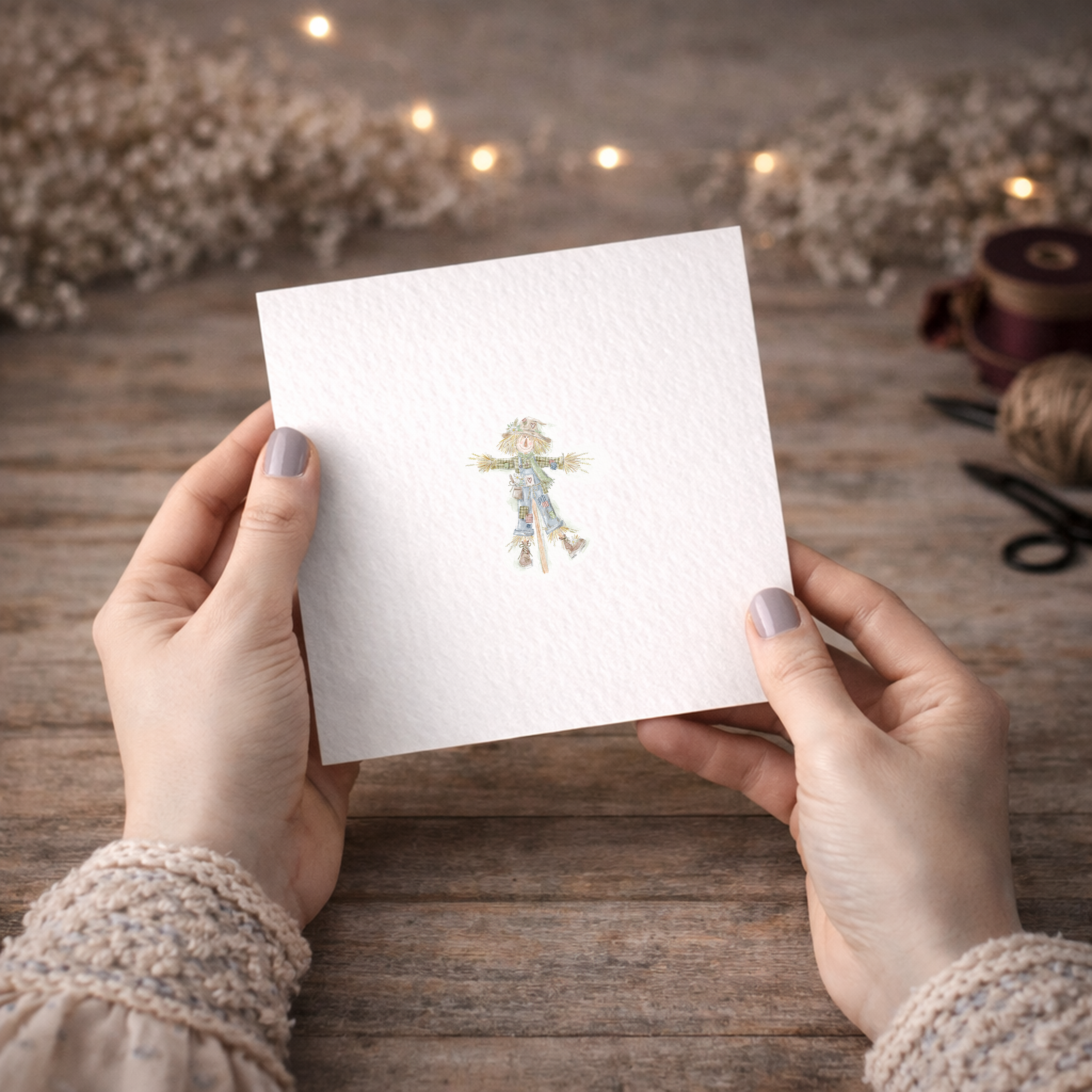 Whimsical Raggedy Scarecrow  Greetings Card